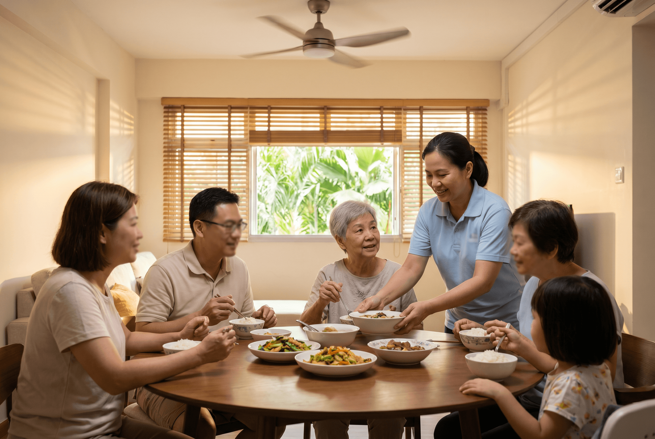 Singapore family with their domestic helper
