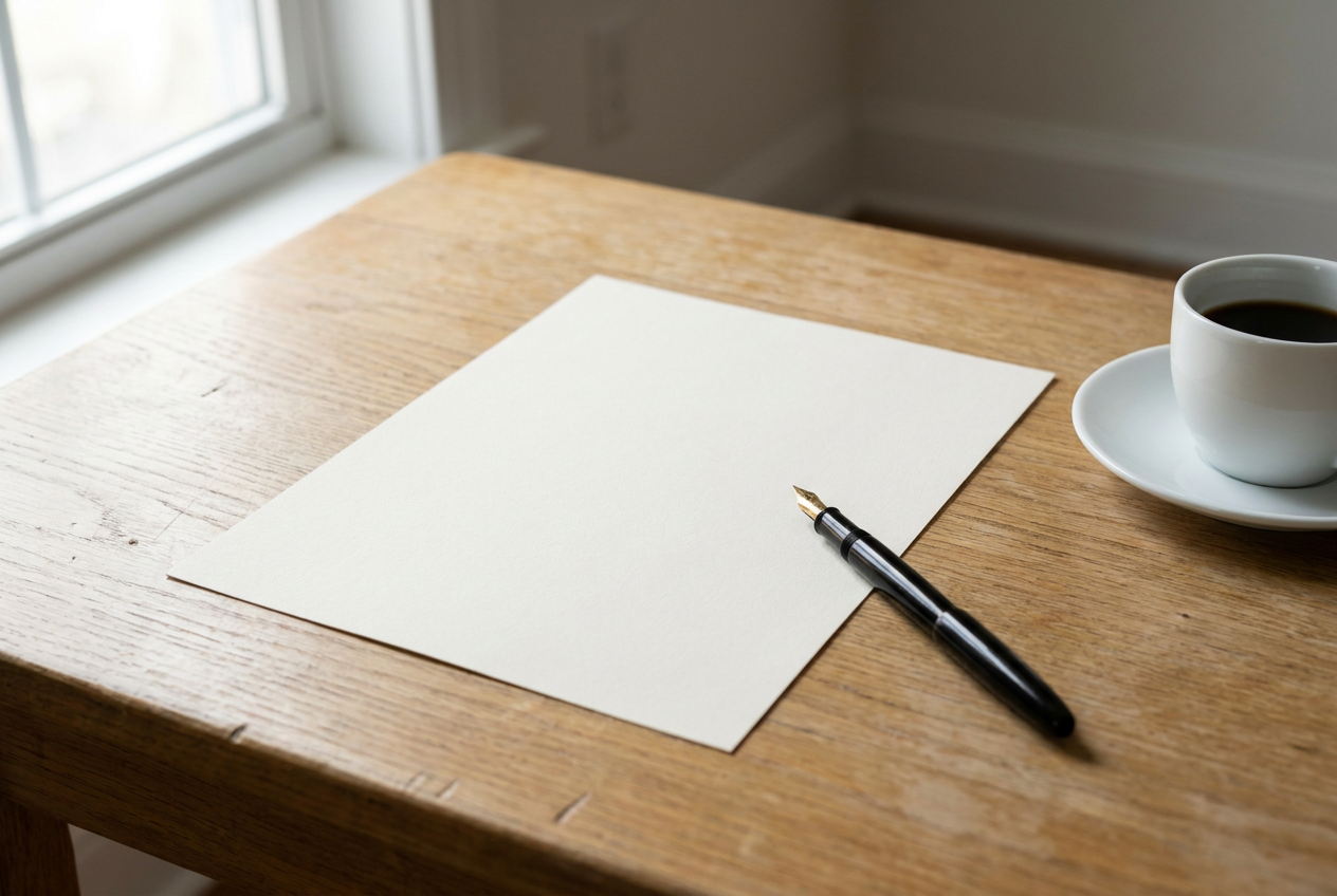 Blank formal letterhead and a fountain pen ready for the employer's undertaking letter