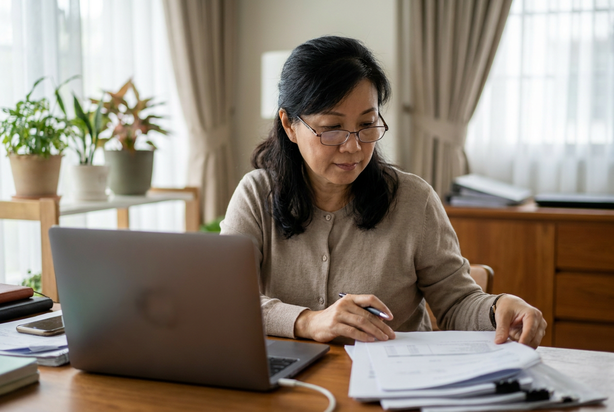 Singapore employer reviewing MOM Work Permit cancellation documents after helper pregnancy confirmation
