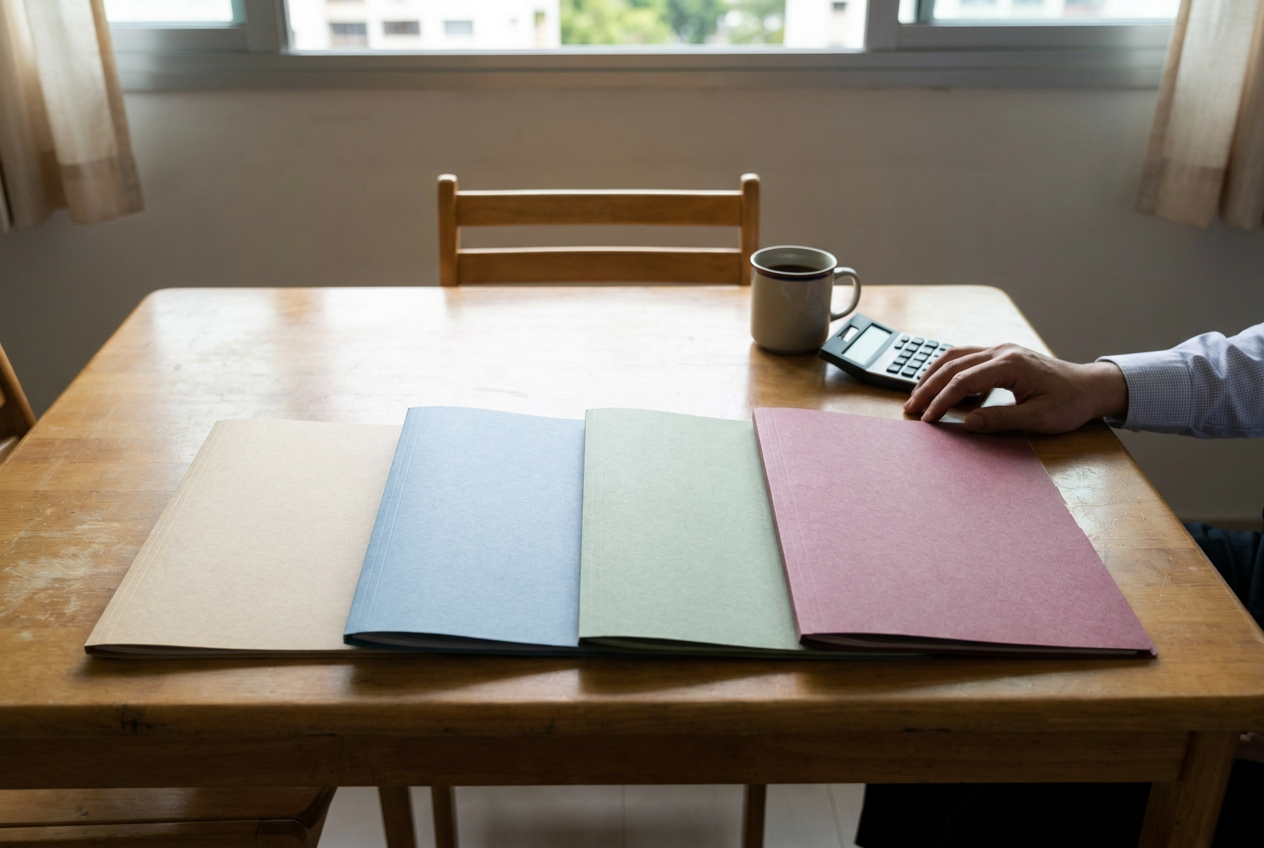 HL Assurance maid insurance tier comparison at a Singapore HDB dining table