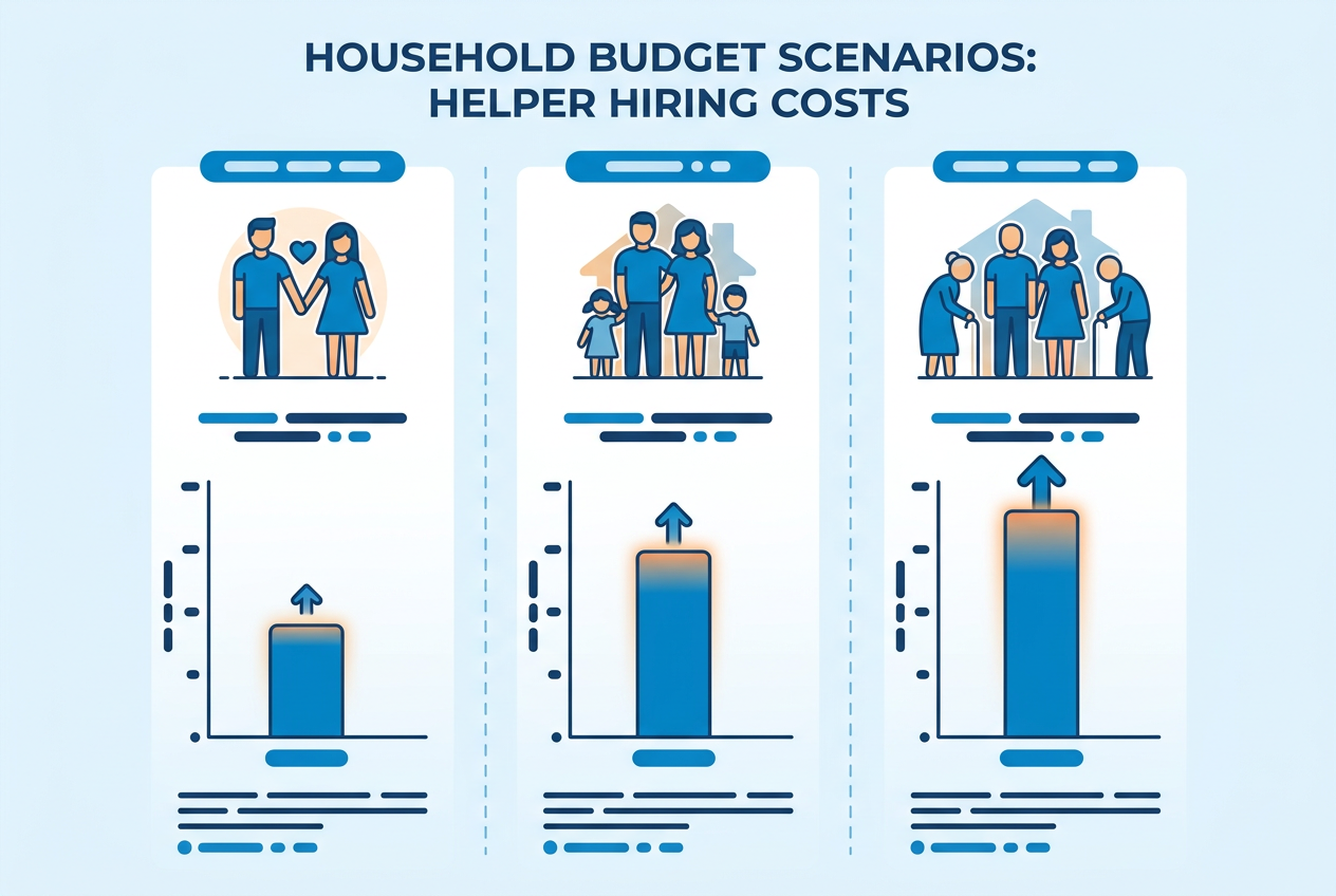 Three household scenarios: maid hiring cost comparison