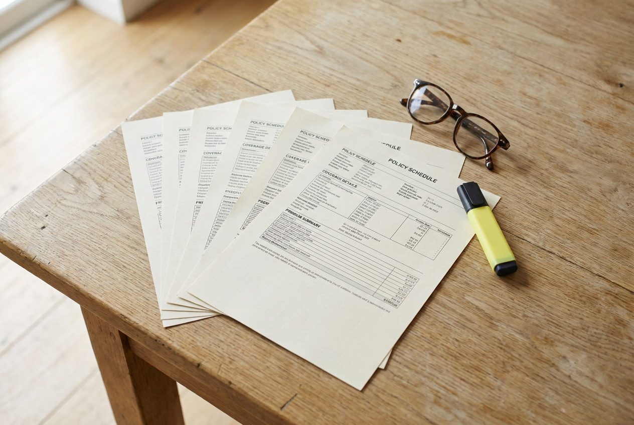 Comparison of maid insurance tiers and coverage limits on printed policy schedules